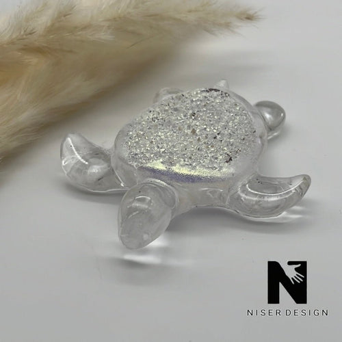 Deko Schildkröte FELIX aus Resin mit druzy Panzer Neu - NISER DESIGN