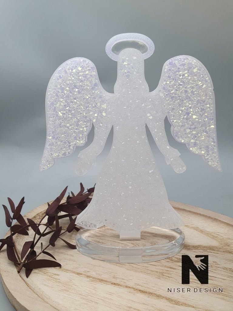 Engel Figur druzy weiß personalisierbar mit Option als Lampe Neu - NISER DESIGN