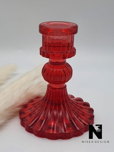 Kerzenständer MILA aus Resin in transparent rot - NISER DESIGN