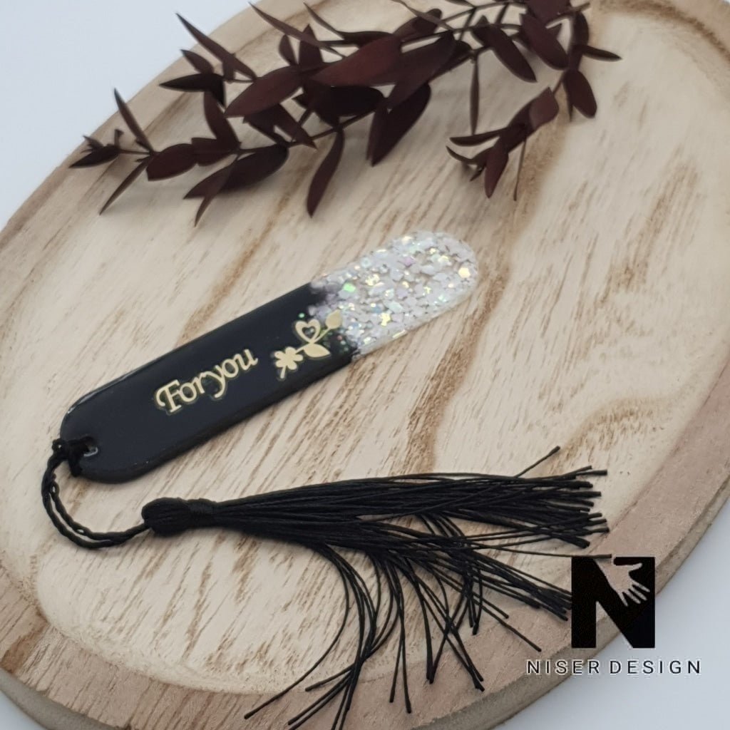 Lesezeichen FORYOU schwarz weiß Glitter Neu - NISER DESIGN