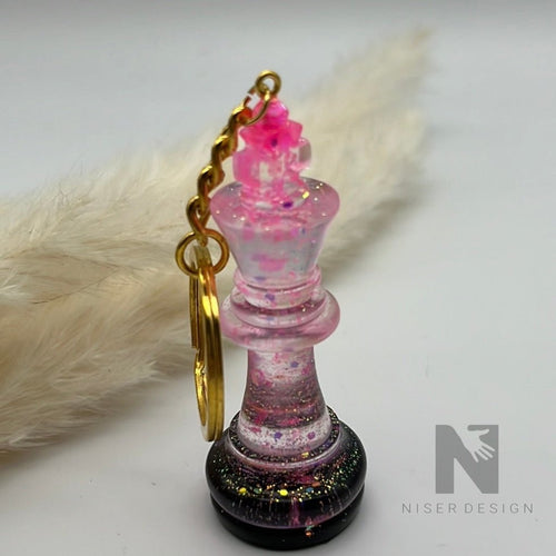 Schlüsselanhänger versch. Schach Figuren in pink gold schwarz Neu - NISER DESIGN